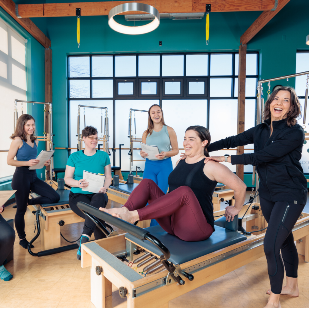 Studio trainer Jen Peters leading a Pilates Instructor Training session